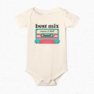Best Mix Mom and Dad Baby Bodysuit or Toddler Tee, Blue Retro Cassette Music, Funny Baby Boy Shirt, Mixtape Gift, Music Lover, Musician