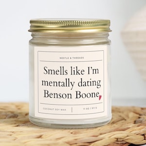 Smells Like Mentally Dating Benson Boone, Funny Celebrity Candle Gift for Her, Benson Boone Merch, Music Lover Gift, Amber & Clear Glass Jar