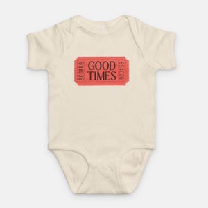 Gute Zeiten Vintage Movie Ticket Baby Shirt oder Kleinkind-T-Shirt, lustiger Theater Strampelanzug, Standesamtgeschenk, natürliches Duschen-Outfit, niedliche Babykleidung