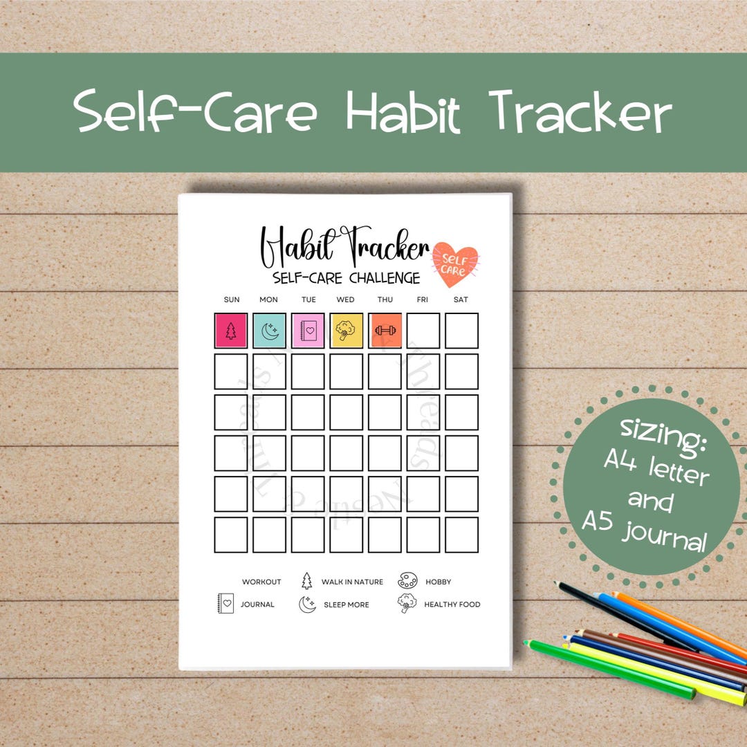 Buy Self Care Wellness Tracker Printable A4 & A5 Bullet Monthly Journal ...