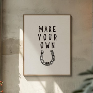 Horse Shoe Poster, Western Art Print, Cowboy Decor, Vintage Home Decor, Retro Wall Art, Lucky Horse Shoe Art