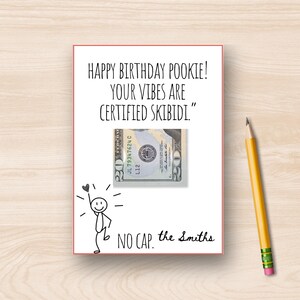 Happy Birthday Pookie Funny Teen Card | Certified Skibidi Vibes | Embarrassing Tween Printable | Digital Download | Cash Gift Holder