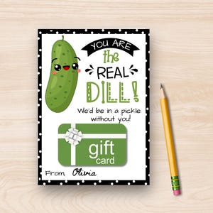 Porta carte regalo di ringraziamento Real Dill, regalo divertente con cetrioli sottaceto, etichetta di ringraziamento modificabile, download immediato, per insegnanti, personale, volontari
