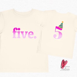 Five Birthday Toddler Shirt, Custom Kids Tee, Unique Birthday Gift, Fun Toddler Party Outfit, Retro Style Shirt, Fifth Girl Pink Bday