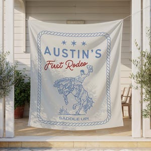 My First Rodeo Banner, Cowboy Birthday Backdrop, Wild West 1st Birthday Fabric Flag, Saddle Up Theme Birthday Decor Party