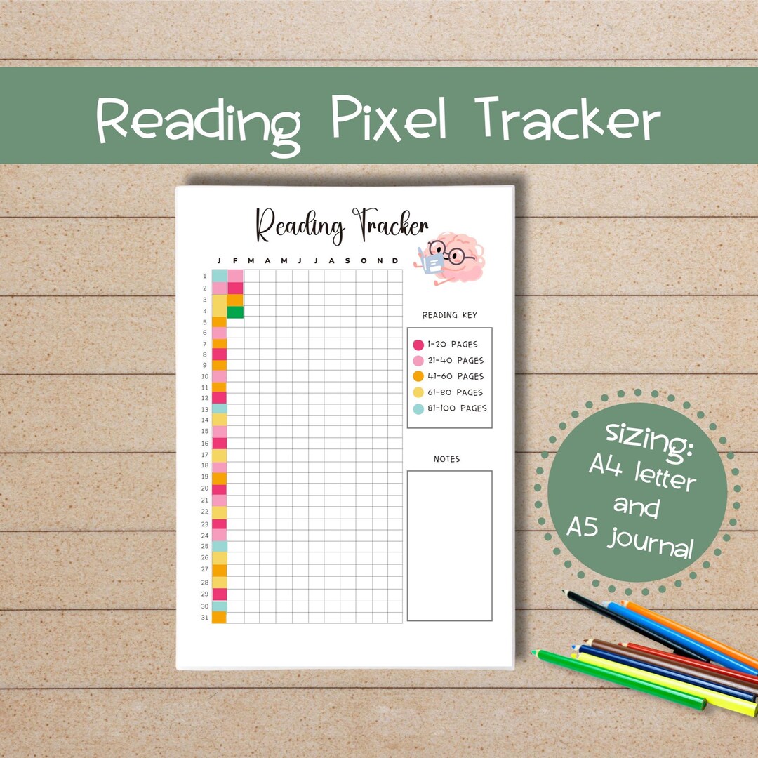 Reading Tracker Pixel Printable, A4 and A5 Reading Log, Bullet Journal ...