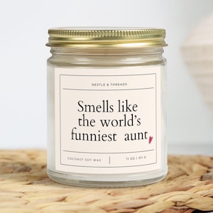 Smells Like the World&#39;s Funniest Aunt Candle | Funny New Aunt Gift | Pregnancy Announcement Candle | Gifts from Niece or Nephew, Reveal