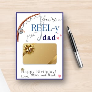 Porta biglietti regalo di compleanno per papà pescatore / Divertente Canva modificabile stampabile / Download digitale istantaneo / Regalo di compleanno dell'ultimo minuto