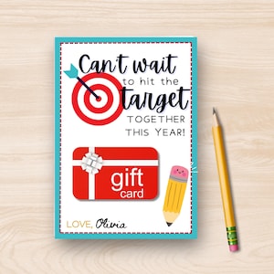Porte-cartes cadeau pour enseignant, ciblez le défi | Imprimable pour la rentrée | Carte modifiable Premier jour d'école | Téléchargement instantané