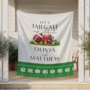Tailgate and Celebrate Couples Shower Backdrop, Football Themed Party ...