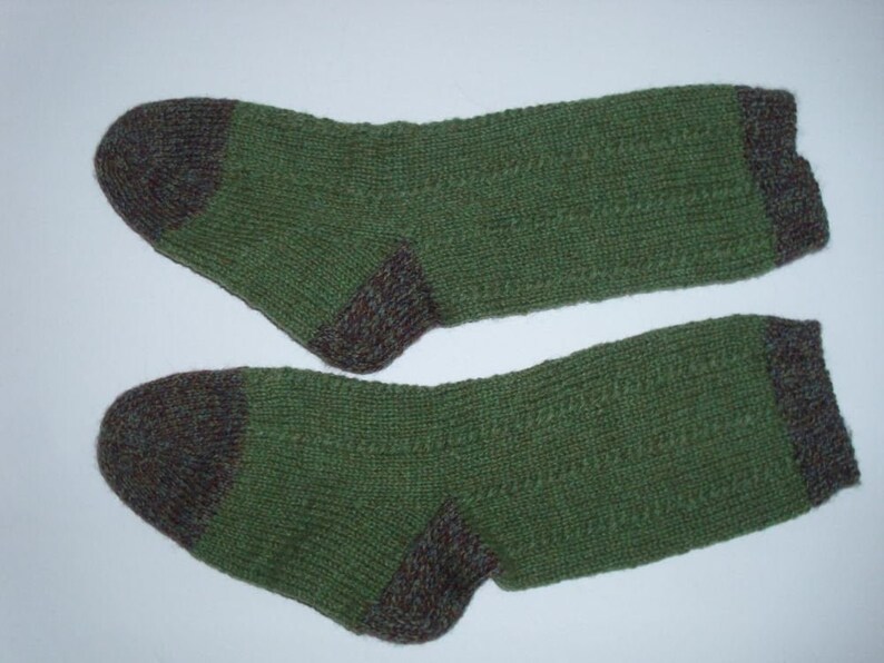 Slipper socks Wool socks hand knit Ready to ship. reinforced heel Boot liner socks Sole length 8 Length from cuff to heel 11 Cabled