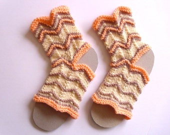 Yoga socks hand knit.Pilates socks.Pedicure socks.Slipper socks.Flip flop socks. Sandal socks. Hand knit Chevron design sock. Ready to ship