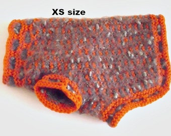 Dog sweater  XS hand knit. Dogs less than 5 lbs- Chihuahua, Yorkie,Toy Poodle. Tweed pattern. Dog hand knit winter jumper. Ready to ship.