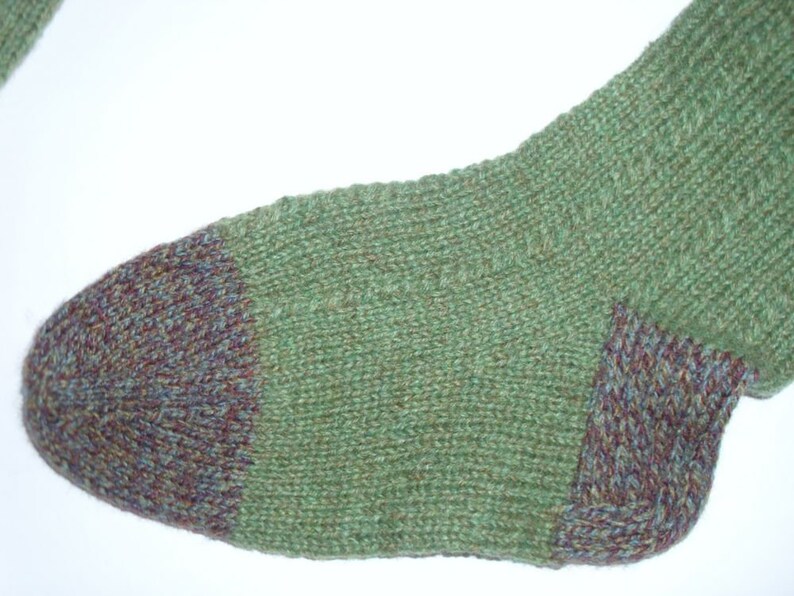 Slipper socks Wool socks hand knit Ready to ship. reinforced heel Boot liner socks Sole length 8 Length from cuff to heel 11 Cabled