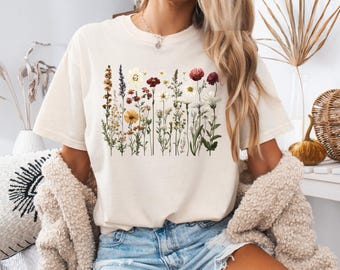 Wildflower Cottagecore Shirt, Comfort Colors, Flower Shirt Aesthetic, Floral Graphic Tee, Floral Shirt, Flower T-shirt, Botanical Boho shirt