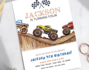 Editable Monster Truck Birthday Invitation: Printable Party Invite (Digital Download)