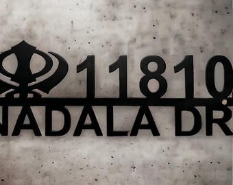Punjabi, Khanda kundenspezifisches Adressschild | Sikh inspiriert
