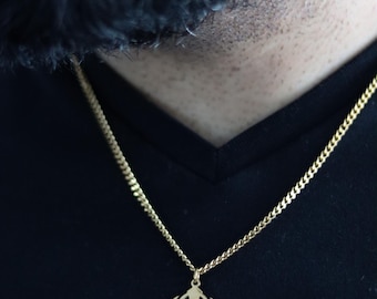 Khanda Halskette, Sikh, 18k Gold Khanda Halskette, Punjabi, Sikh, Herren Khanda Anhänger