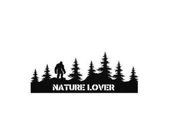 Big Foot Nature, Metal Bigfoot Wall Art - Sasquatch in Forest with Trees, Rustic Outdoor Decor, Cabin Metal Sign, Nature-Inspired Wall Art