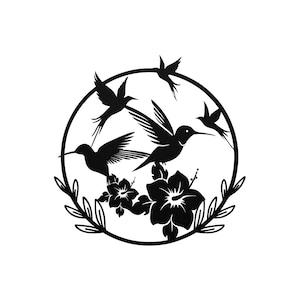 Metal Hummingbird Wall Art - Floral Design Garden Decor, Indoor Outdoor Metal Bird Sign, Nature-Inspired Home Decor, Gift for Bird Lovers