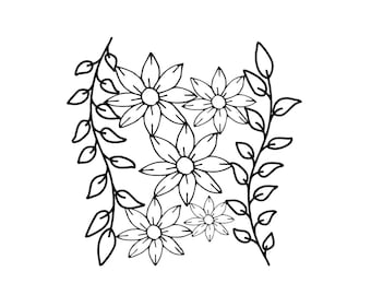 Abstract Floral Design with Flowers & Vines, Nature-Inspired Metal Sign, Elegant Home Decor, Indoor Outdoor Art, Metal wall art