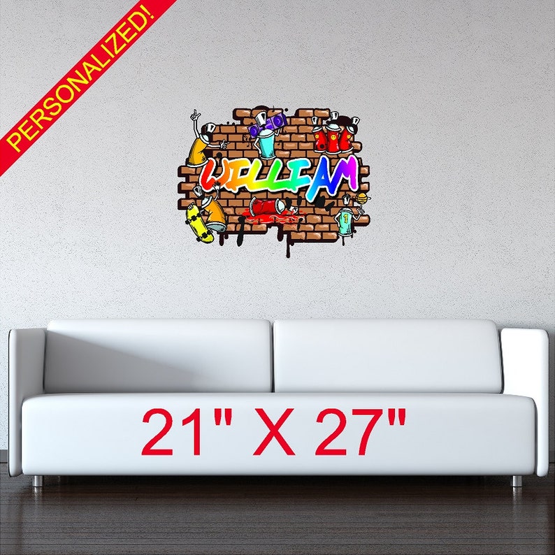 custom name graffiti wall decals printed wall art sticker | etsy