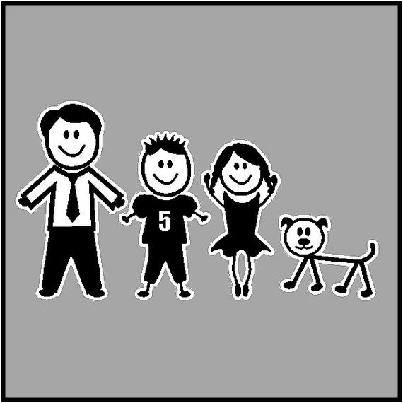 Stick People Car Decals Stick Family Stickers Full Color Item #6