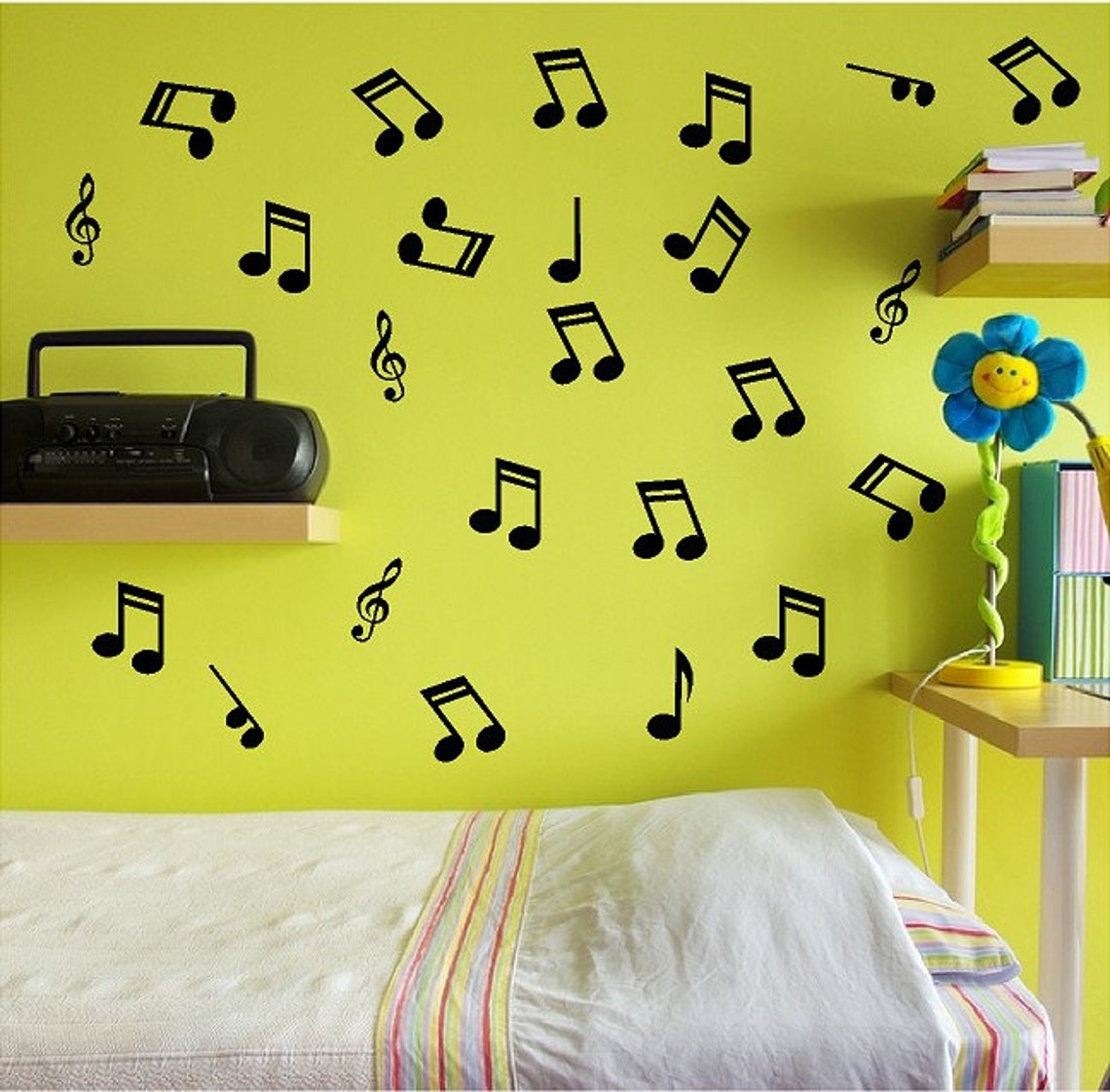 24 Music Notes Wall Decals Removable Wall Musical Stickers Etsy