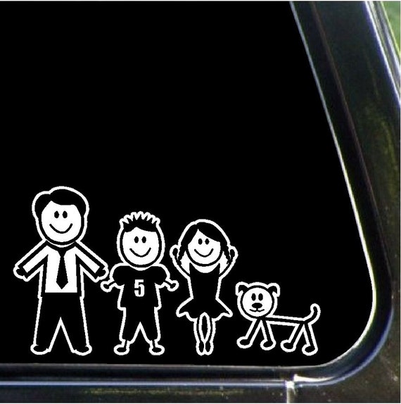 Stick People Car Decals Stick Family Stickers Full Color Item #6