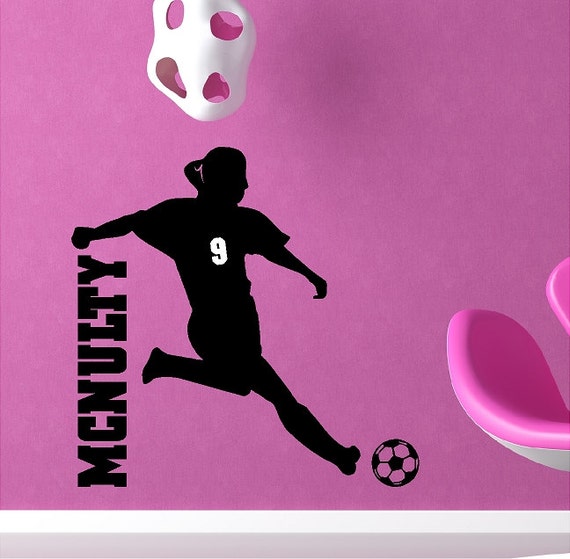 personalized soccer girl wall decal removable soccer wall | etsy
