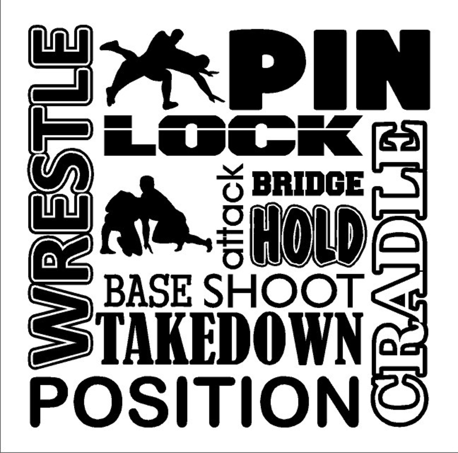 Wrestling Wall Decal Wrestle Wall Sticker Removable Wrestling Etsy