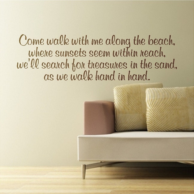 Come Walk With Me Along The Beach.Beach Wall Quote Words Etsy