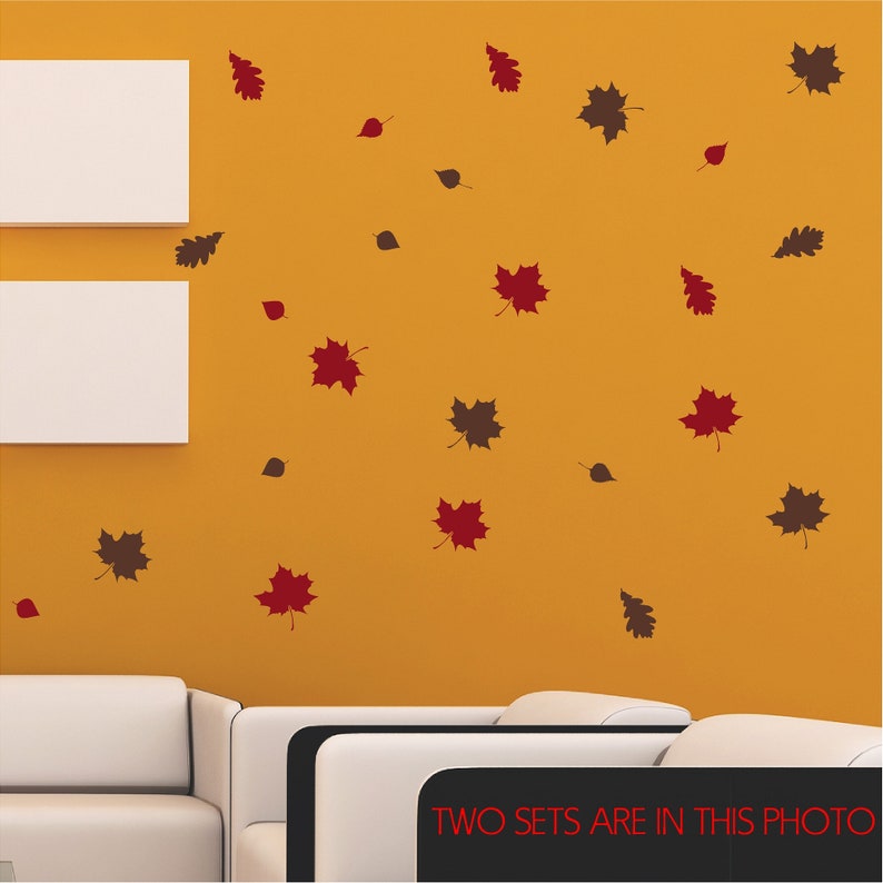 Maple and Oak Leaf Leaves Wall Decals Removable Window Etsy UK
