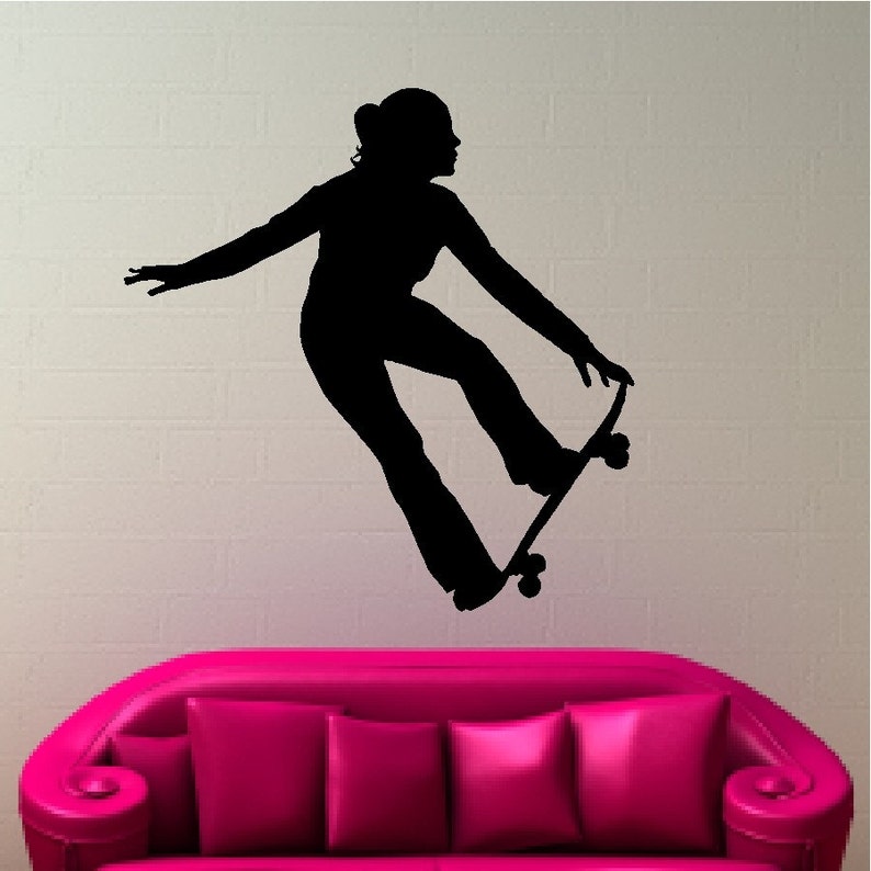 Skateboard Girl Wall Decal Removable Wall Sticker Etsy