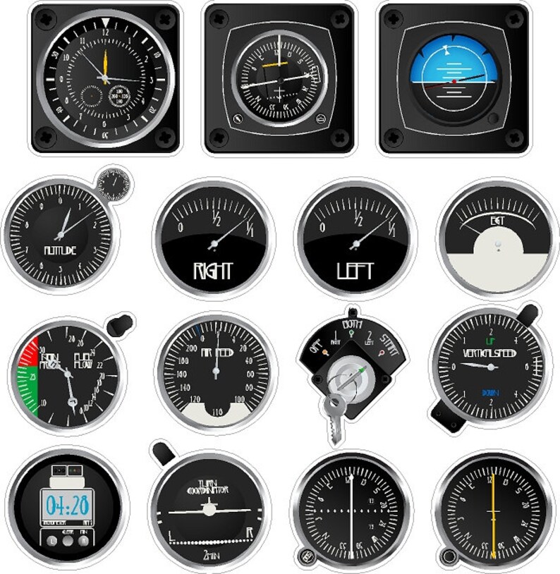 Airplane Gauge Decals Peel and Stick Repositionable Removable Etsy