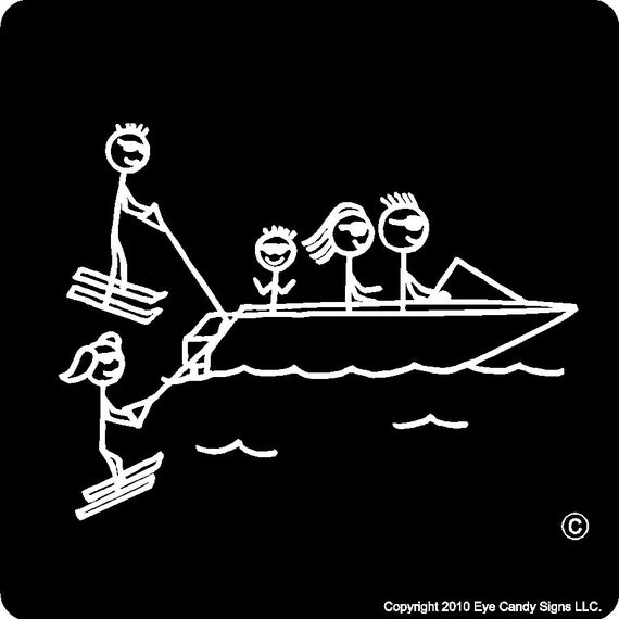 Boating Stick People Car Decals Removable Boating Family | Etsy