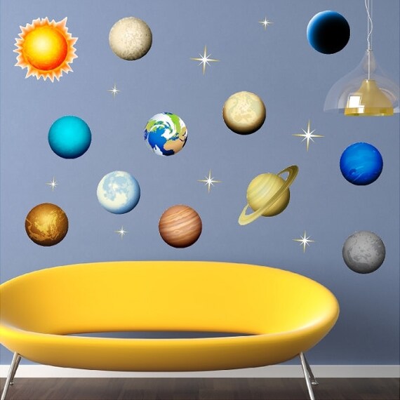 Solar System Space Stickers Peel And Stick Repositionable Removable Planet Wall Decals