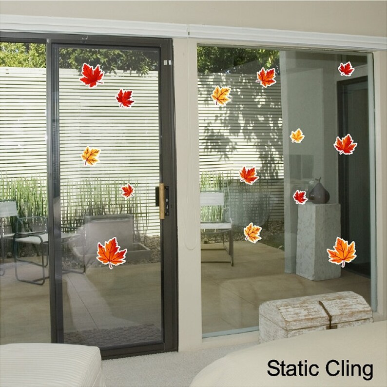 Autumn Leaves Fall Window Decals Removable and Reusable Etsy