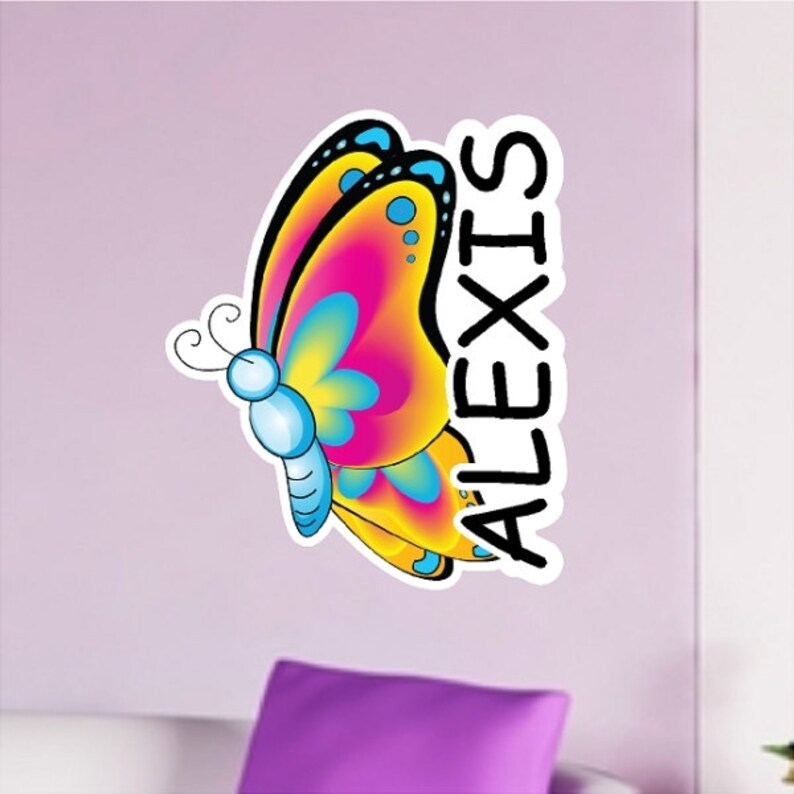 Personalized Butterfly Decal Peel and Stick Repositionable Removable Nursery Wall Sticker