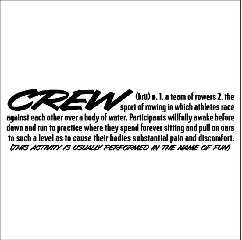 Crew Definition Rowing Wall Quotes Sayings Words Lettering Etsy
