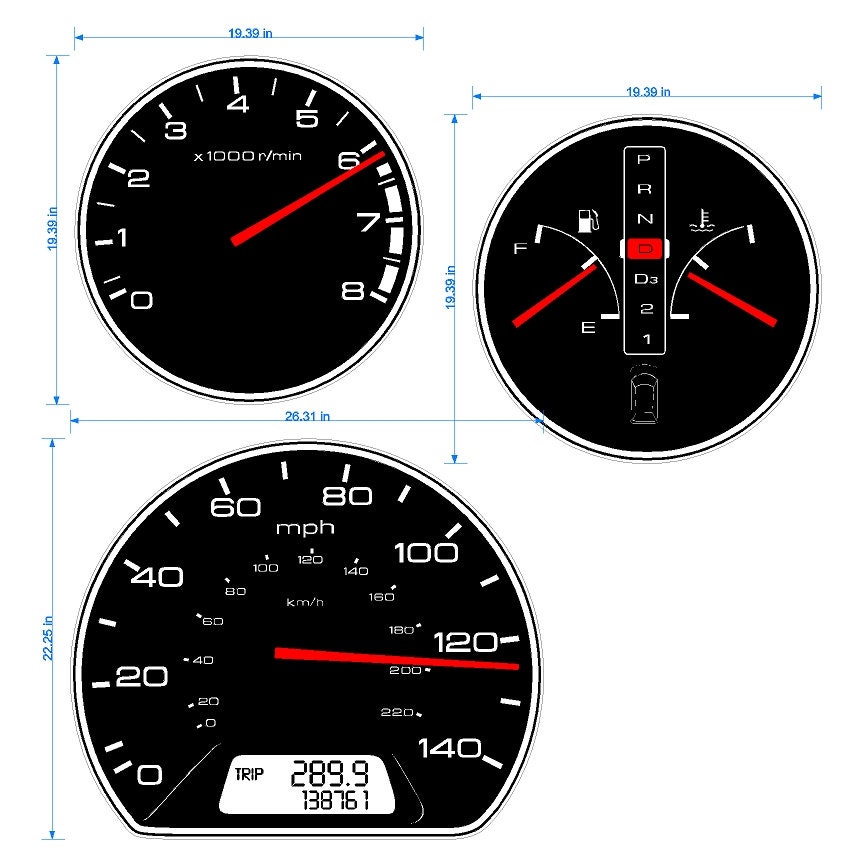 Auto car Dashboard Gauges Wall Decal Removable Auto Gauge Etsy UK