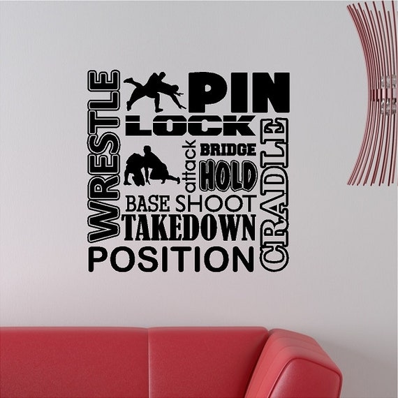 Wrestling Wall Decal Wrestle Wall Sticker Removable Wrestling Etsy