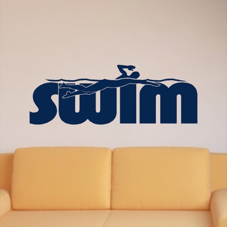 Swim Wall Decal Words Quote Removable Swimming Wall Lettering Etsy