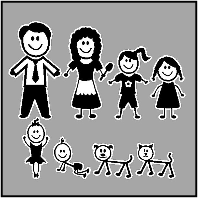 Stick People Family Car Decals Stickers Etsy