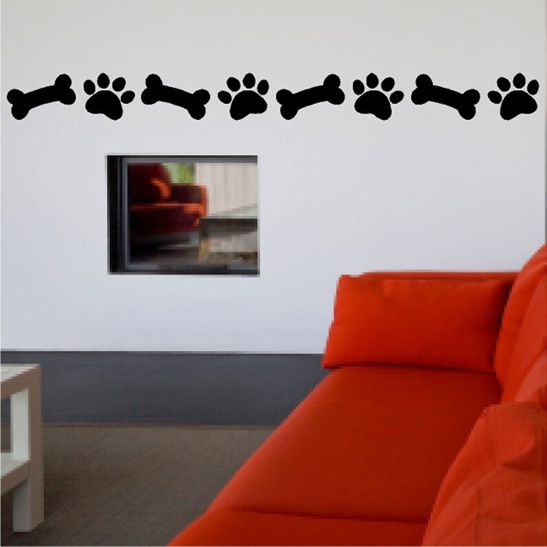 Dog Paw Print and Bone Decal Dog Removable Wall Sticker Pet Etsy