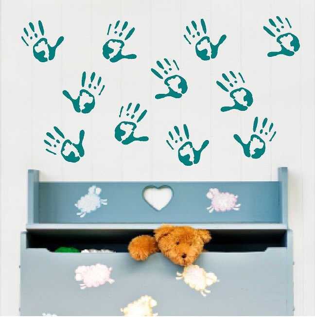12 Child Hand prints Decals Removable Nursery Wall Stickers Etsy