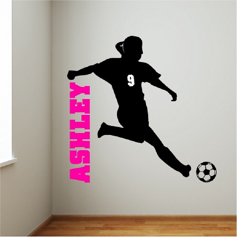 personalized soccer girl wall decal removable soccer wall | etsy