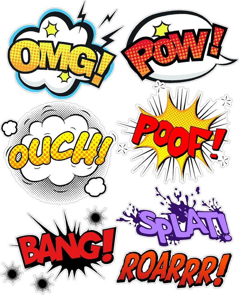 Comic Cartoon Sound Effect Word Burst Wall Art Superhero Etsy