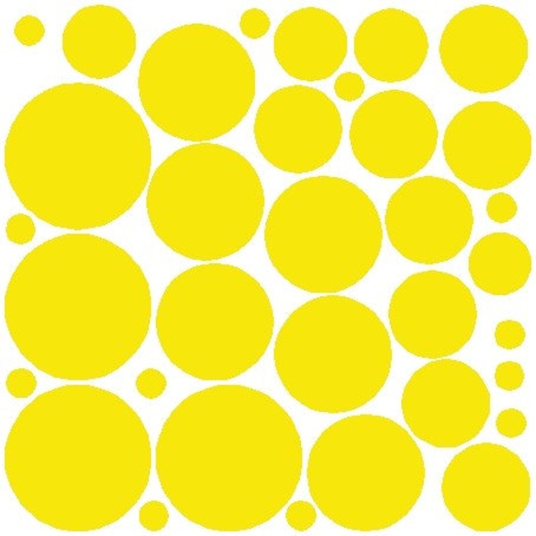 34 Yellow Polka Dot Wall Stickers Removable Polka Dot Decals Etsy