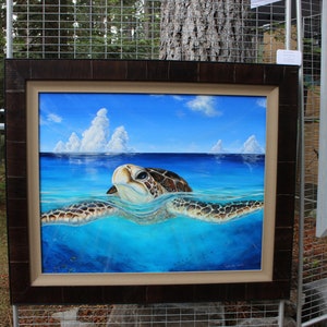 Peace of the Tropics Tropical Sea Turtle Art Large Original Oil Painting Tropical Hawaiian Ocean Art by Christie Marie E Russell © image 8